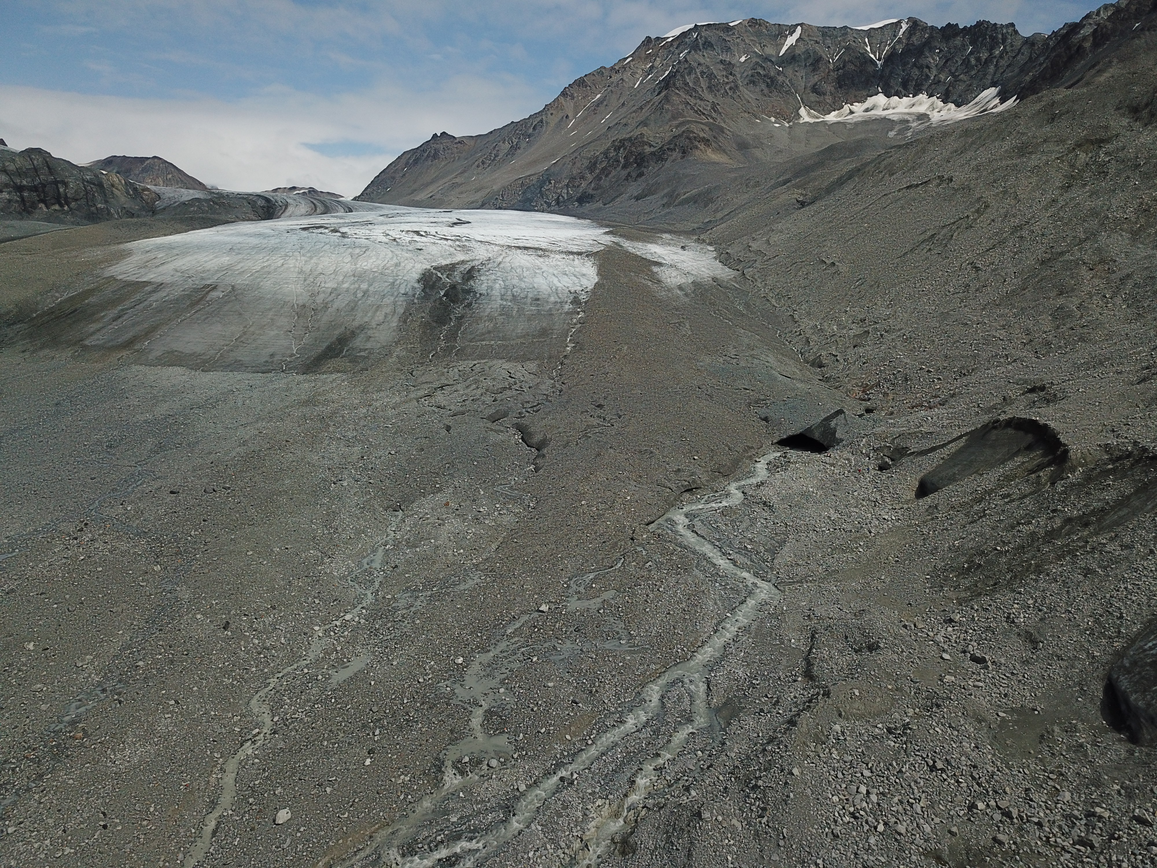グルカナ氷河末端域の調査地の様子