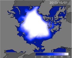 Predicted sea ice concentration on October 1.