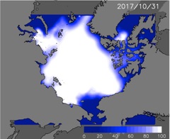 Predicted sea ice concentration on November 1.