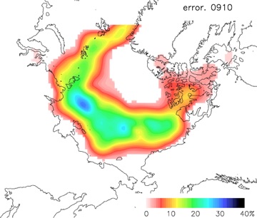 Estimated error of the predicted ice concentration on September 10