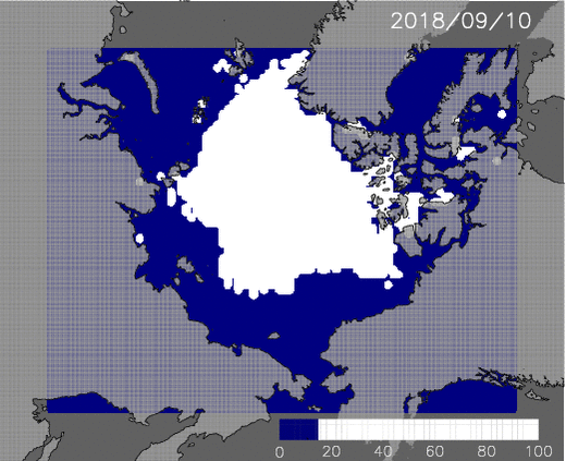 Animation of predicted Arctic ice extent from September 10 to November 30