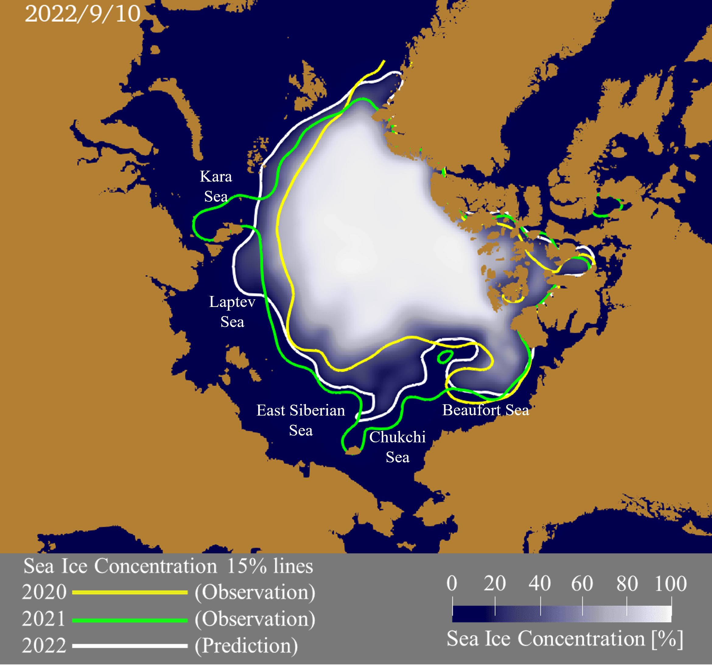 Predicted sea ice distribution on September 10, 2022