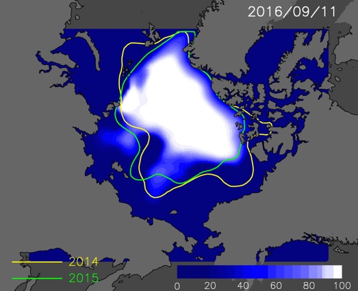 今年9月11日の海氷分布予測図