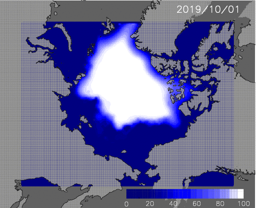 今年10月1日から11月30日までの海氷分布